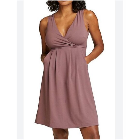 Eddie Bauer Dusty Violet Aster Crossover Travex Dress Pockets Size 2XL 18 20 New - Picture 1 of 9